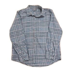 Eddie Bauer Flannel Men's Long Sleeve Shirt Large Blue Size L 100% Cotton